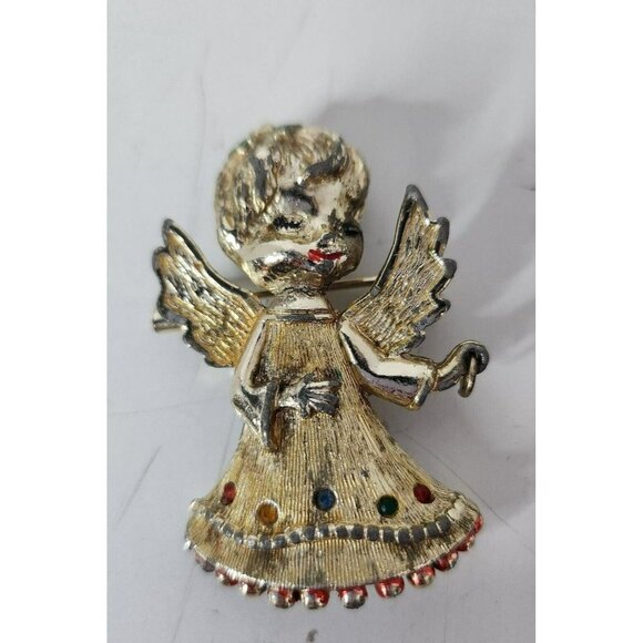 Vintage Jewelry - Vintage‎ Rare Beatrix Angel Brooch Pin Gold Tone Crystals Fashion Jewelry Marked